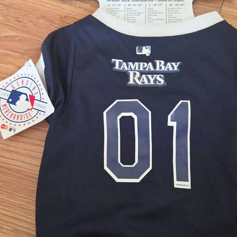 MLB TAMPA BAY RAYS Pet Jersey Dog Shirt Sz S, M NWT Baseball Logo Athletic